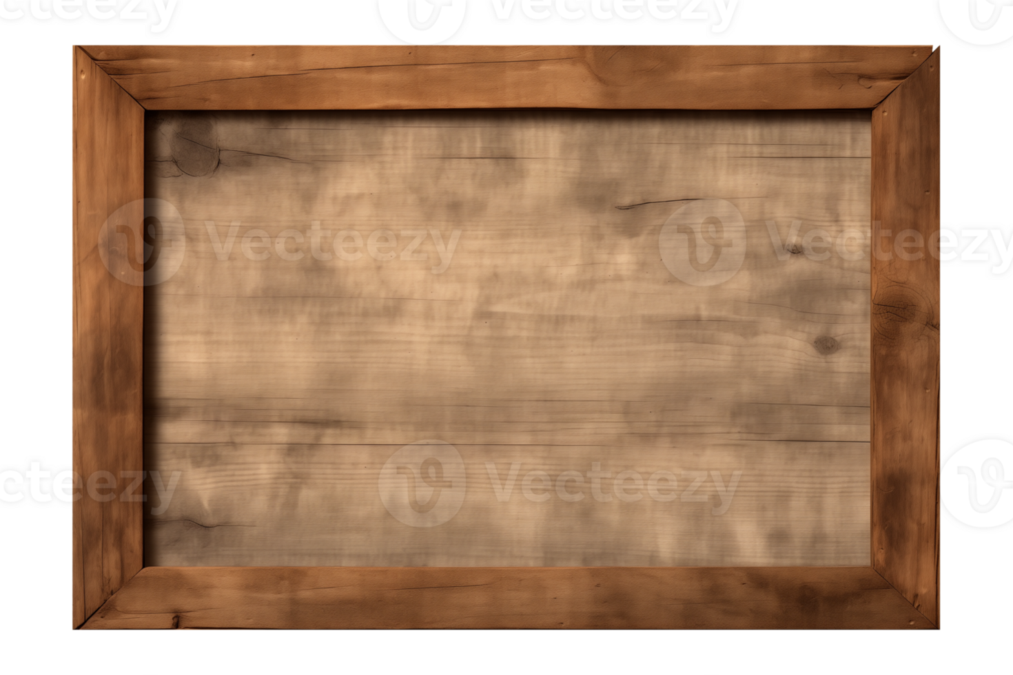 AI generated a rectangular wooden signboard, plate, plank, frame isolated on a transparent background, PNG