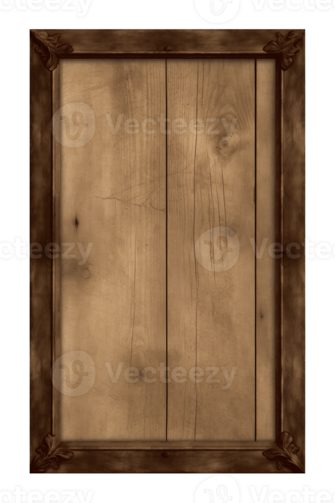 AI generated a rectangular wooden signboard, plate, plank, frame isolated on a transparent background, PNG