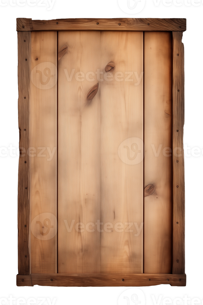 AI generated a rectangular wooden signboard, plate, plank, frame isolated on a transparent background, PNG