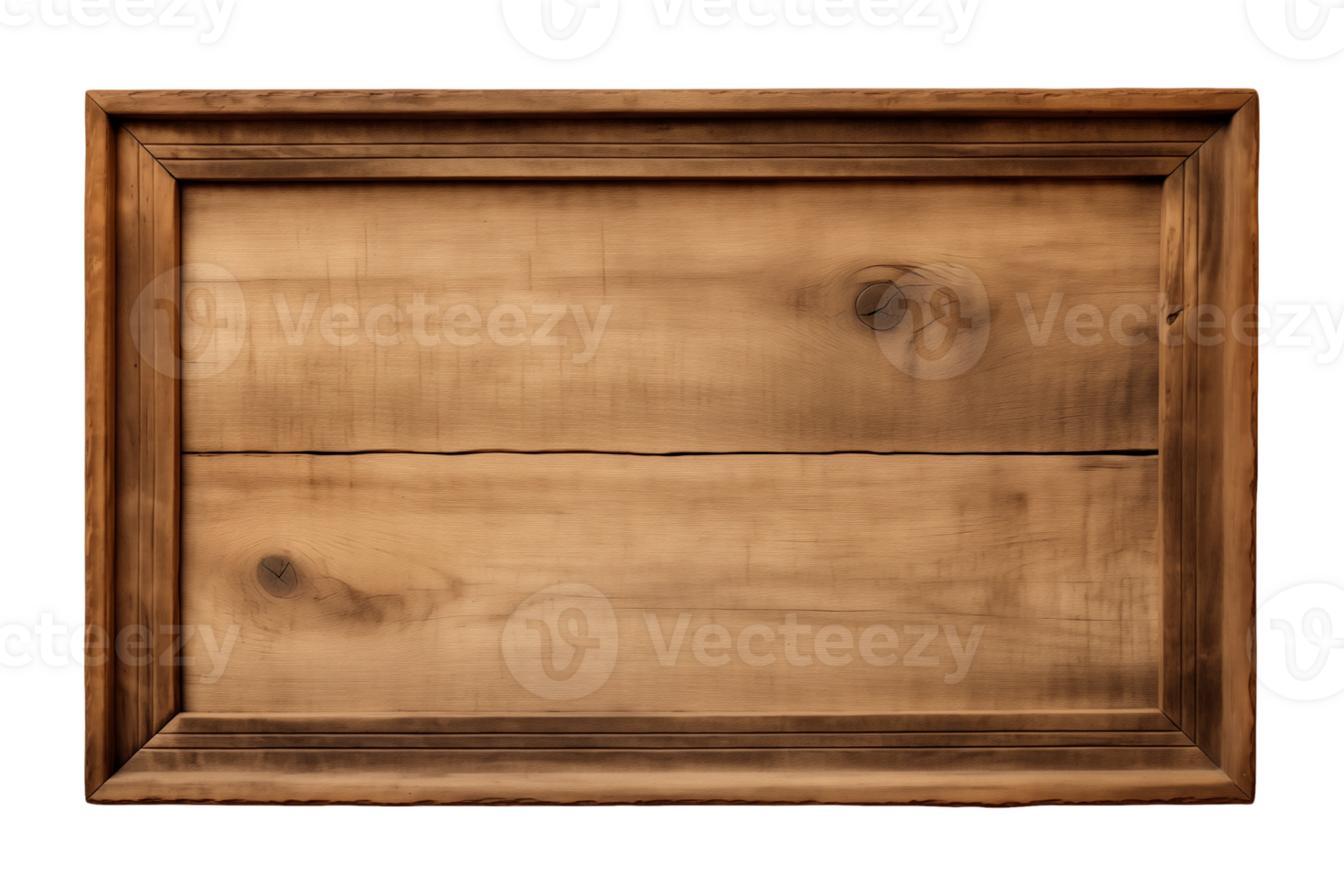 AI generated a rectangular wooden signboard, plate, plank, frame isolated on a transparent background, PNG