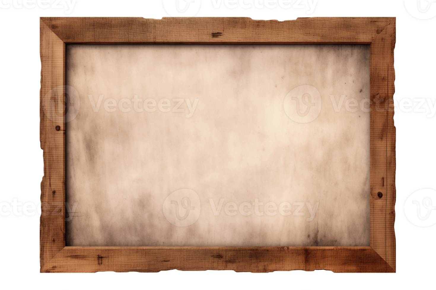 AI generated a rectangular wooden signboard, plate, plank, frame isolated on a transparent background, PNG