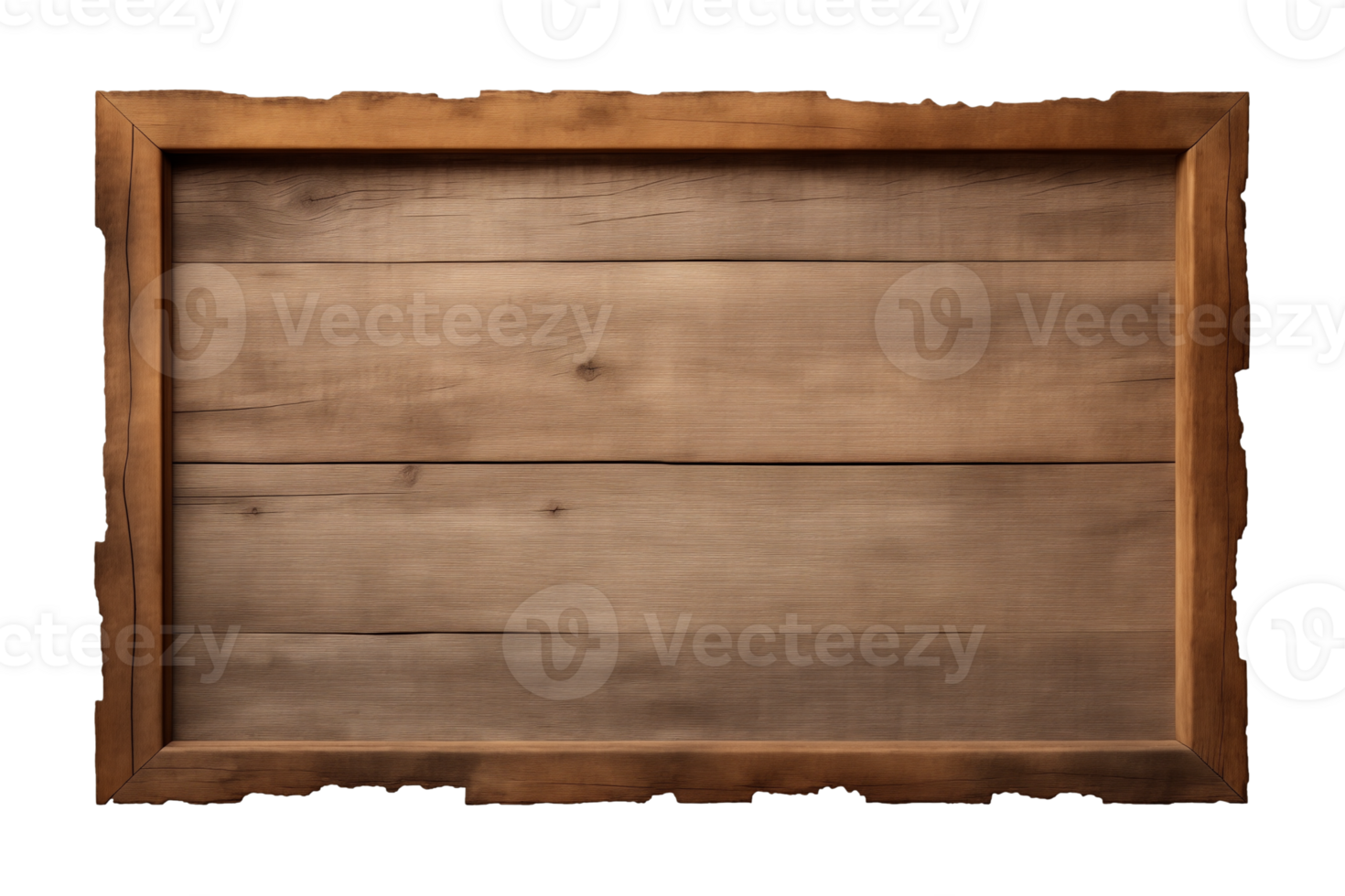 AI generated a rectangular wooden signboard, plate, plank, frame isolated on a transparent background, PNG