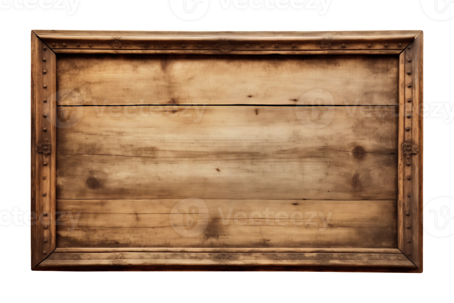 AI generated a rectangular wooden signboard, plate, plank, frame isolated on a transparent background, PNG
