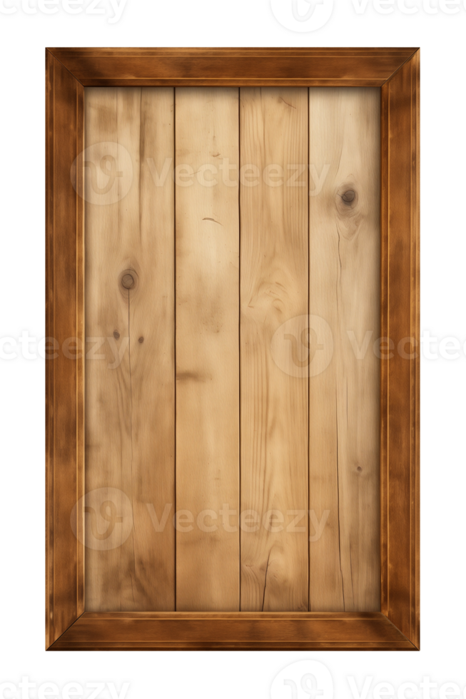AI generated a rectangular wooden signboard, plate, plank, frame isolated on a transparent background, PNG