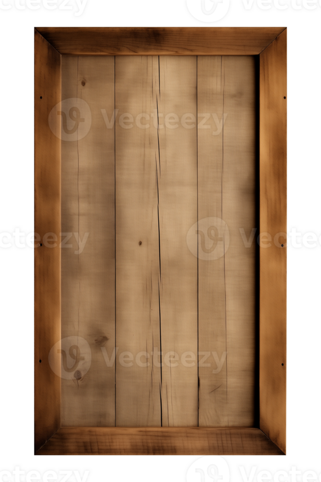 AI generated a rectangular wooden signboard, plate, plank, frame isolated on a transparent background, PNG