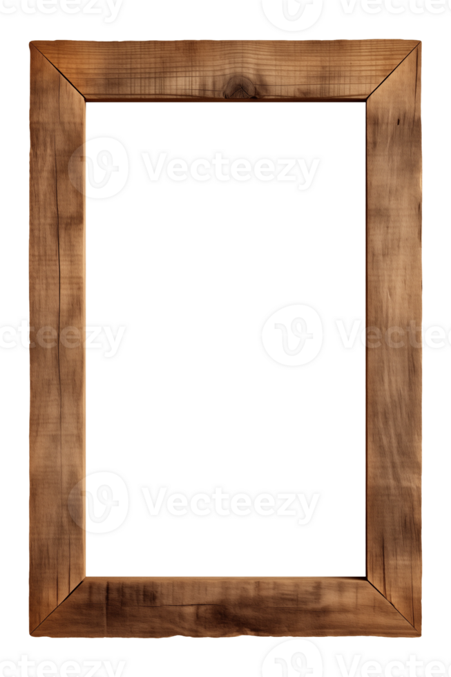 ai gerado a velho de madeira retangular quadro, Armação isolado em uma transparente fundo, png