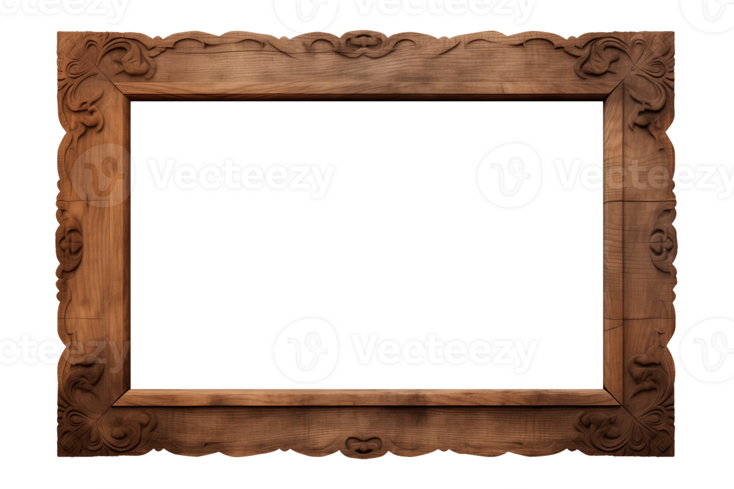 ai generato un vecchio di legno rettangolare telaio isolato su un' trasparente sfondo, png
