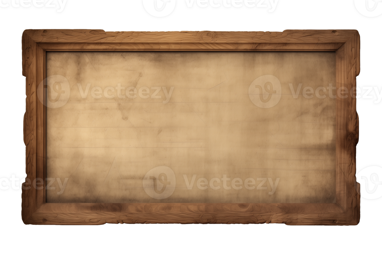 AI generated a rectangular wooden signboard, plate, plank, frame isolated on a transparent background, PNG
