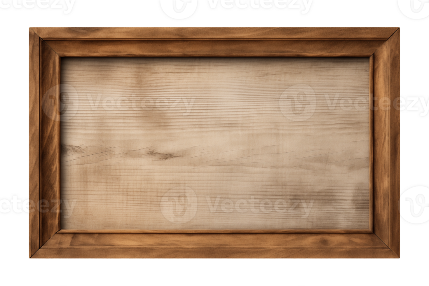AI generated a rectangular wooden signboard, plate, plank, frame isolated on a transparent background, PNG