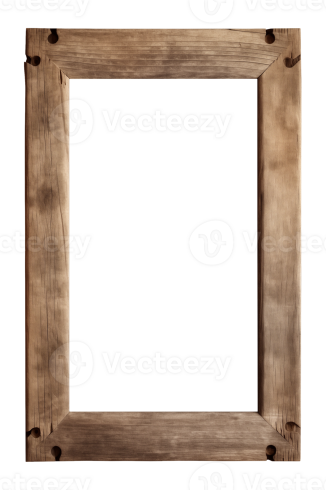 ai generato un vecchio di legno rettangolare telaio isolato su un' trasparente sfondo, png