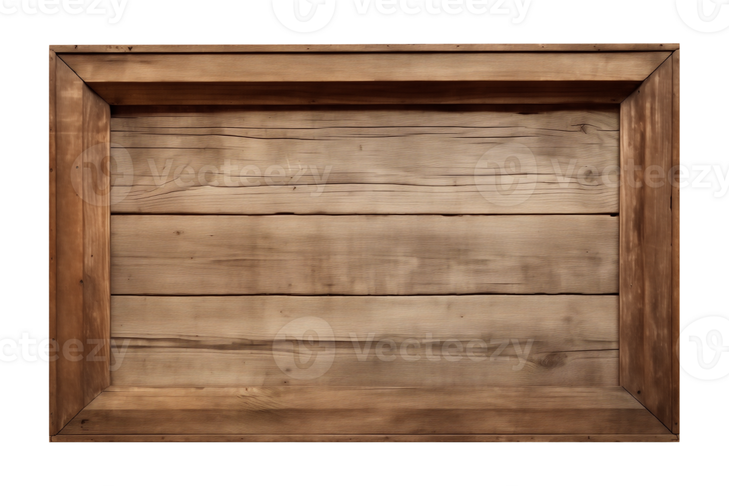 AI generated a rectangular wooden signboard, plate, plank, frame isolated on a transparent background, PNG