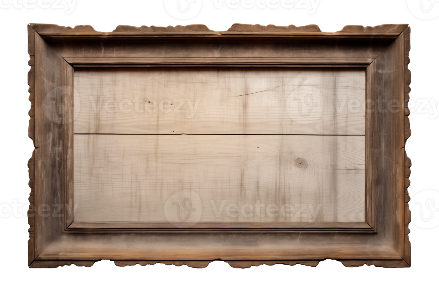 AI generated a rectangular wooden signboard, plate, plank, frame isolated on a transparent background, PNG