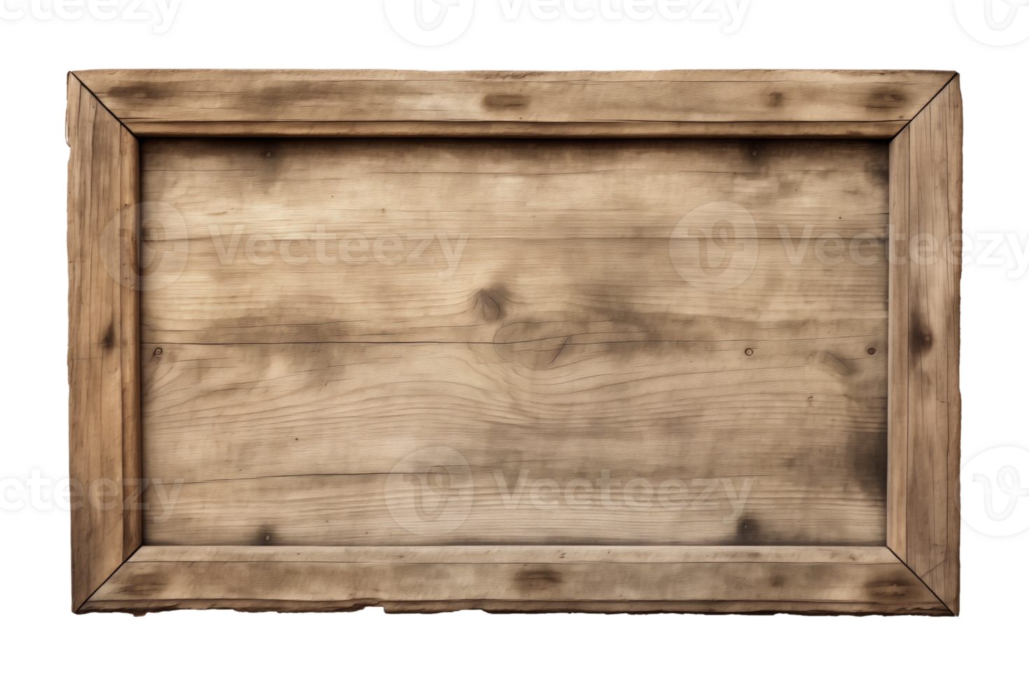 AI generated a rectangular wooden signboard, plate, plank, frame isolated on a transparent background, PNG