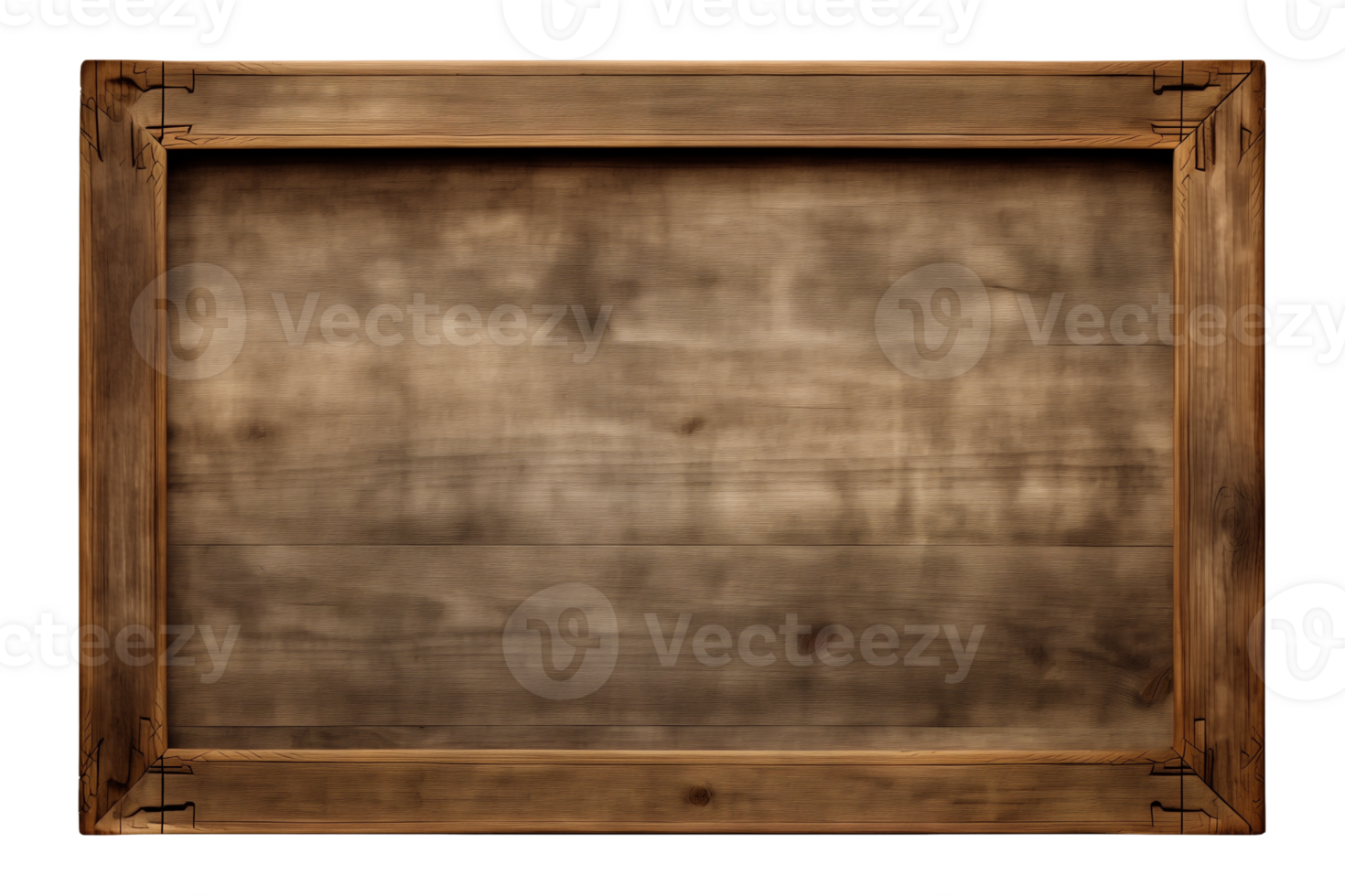 AI generated a rectangular wooden signboard, plate, plank, frame isolated on a transparent background, PNG
