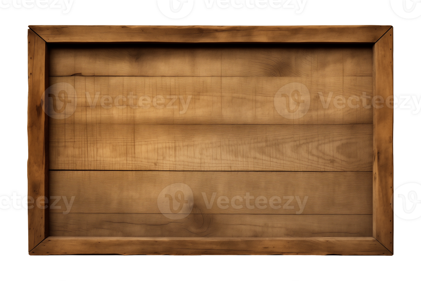 AI generated a rectangular wooden signboard, plate, plank, frame isolated on a transparent background, PNG