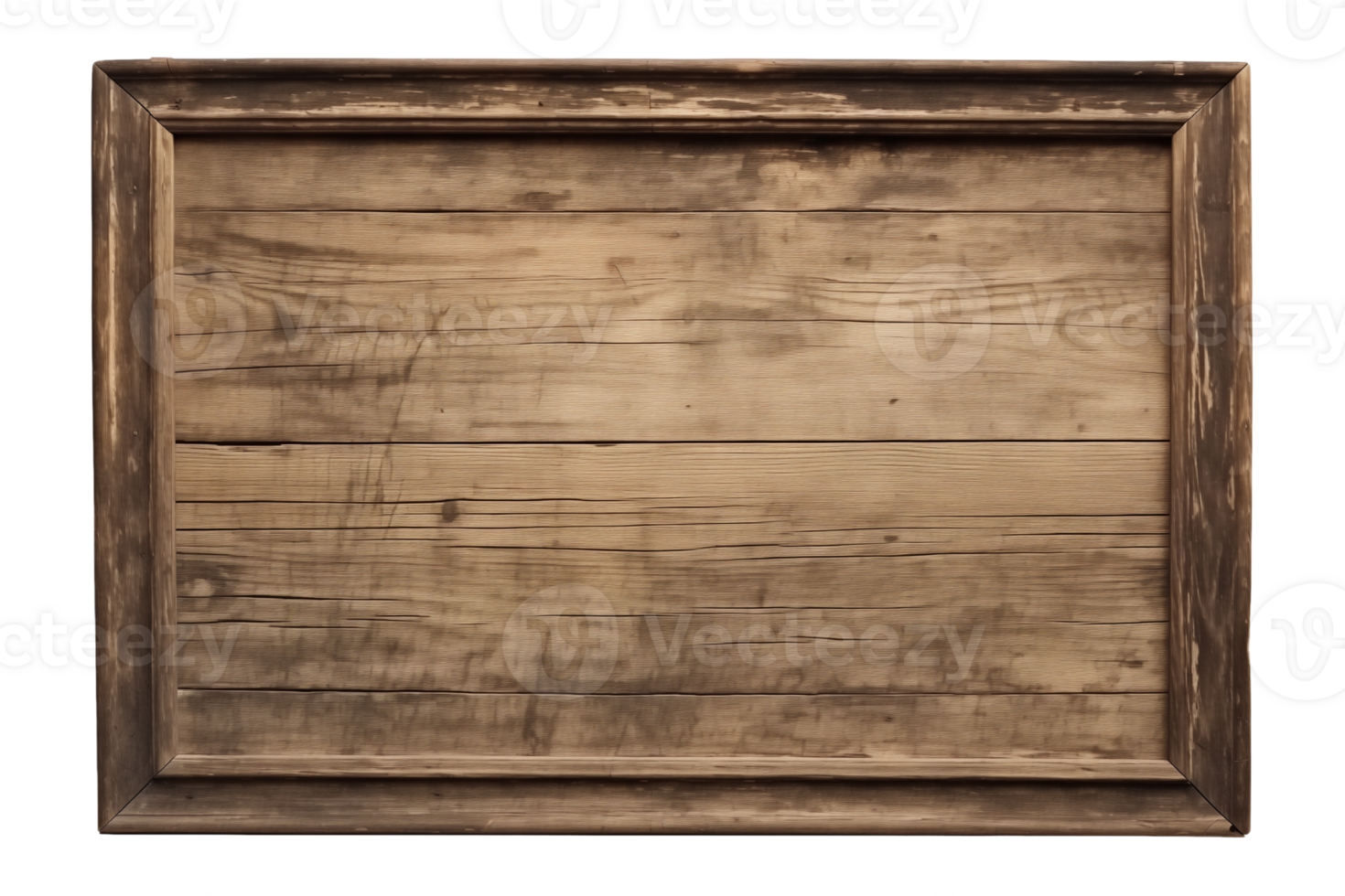 AI generated a rectangular wooden signboard, plate, plank, frame isolated on a transparent background, PNG