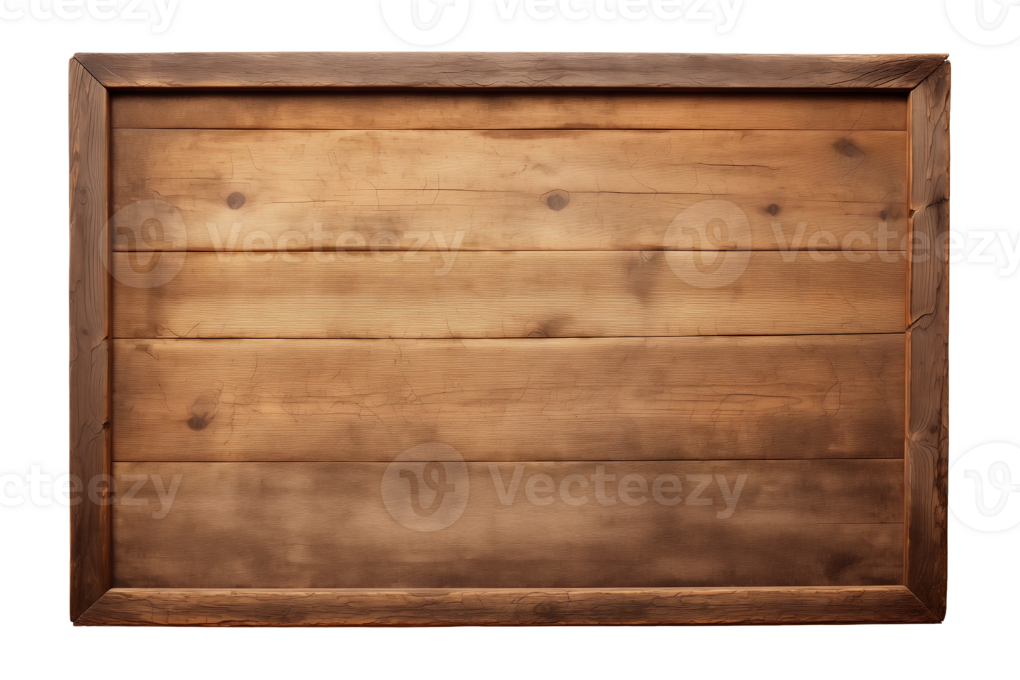AI generated a rectangular wooden signboard, plate, plank, frame isolated on a transparent background, PNG