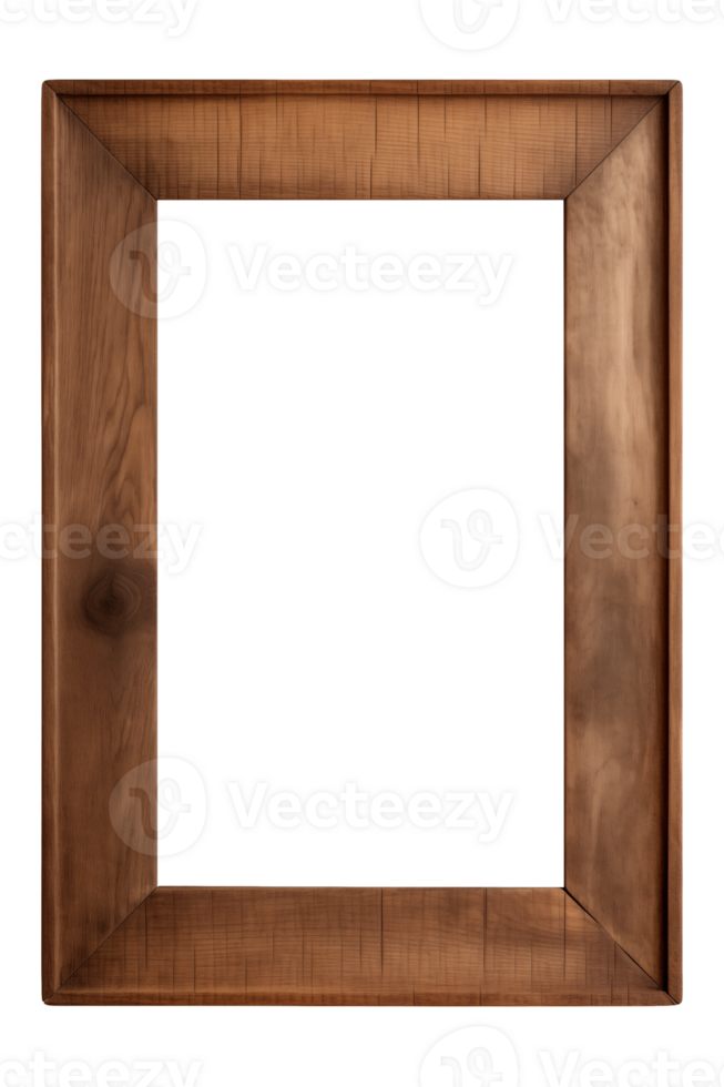 AI generated an old wooden rectangular frame isolated on a transparent background, PNG