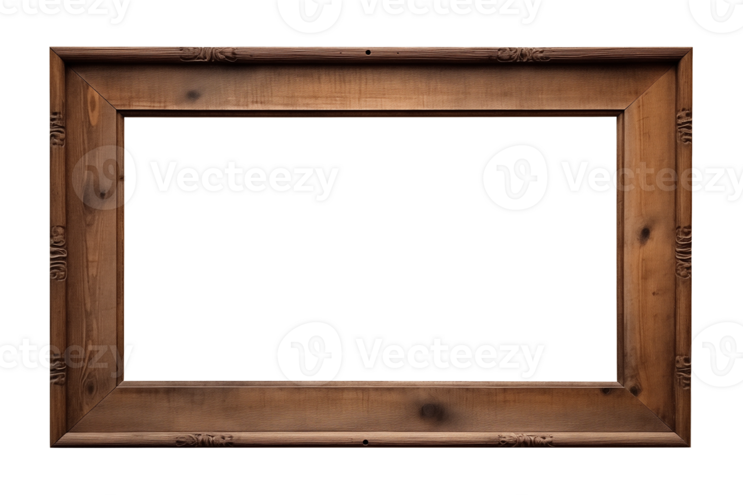 ai generiert ein alt hölzern rechteckig Rahmen isoliert auf ein transparent Hintergrund, png