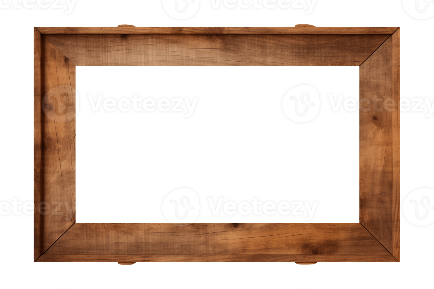 AI generated an old wooden rectangular frame isolated on a transparent background, PNG
