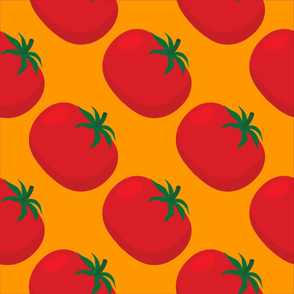 red tomatoes seamless pattern vector illustration. Fresh Vegetables. Food Background. Great for food Wrapping Paper, Packaging. Ecological vegetarian food background. Farm market product.