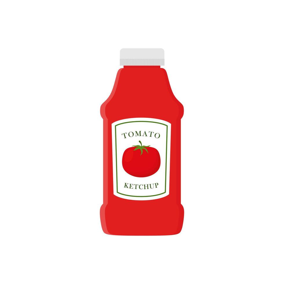 tomato ketchup flat design vector illustration. Bottle tomato red sauce healthy organic vegetarian natural vegetable symbol vector icon. Kitchen ketchup food