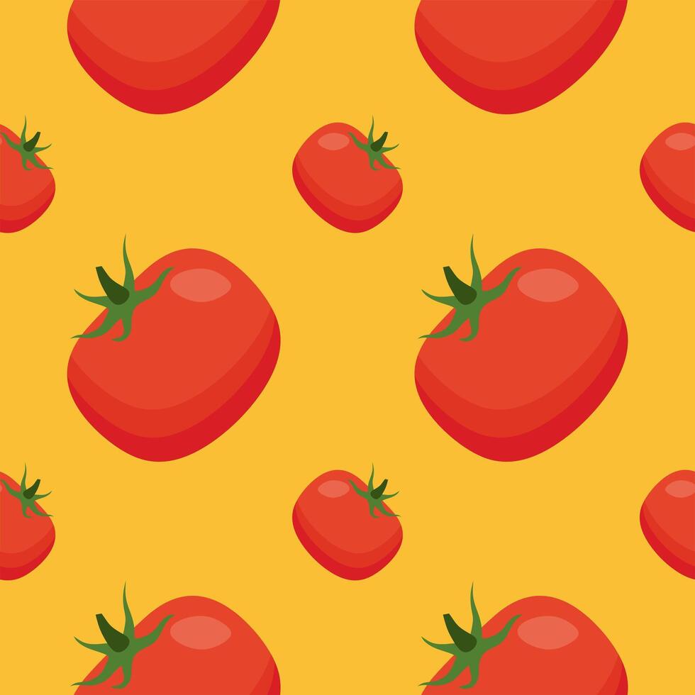 red tomatoes seamless pattern vector illustration. Fresh Vegetables. Food Background. Great for food Wrapping Paper, Packaging. Ecological vegetarian food background. Farm market product.