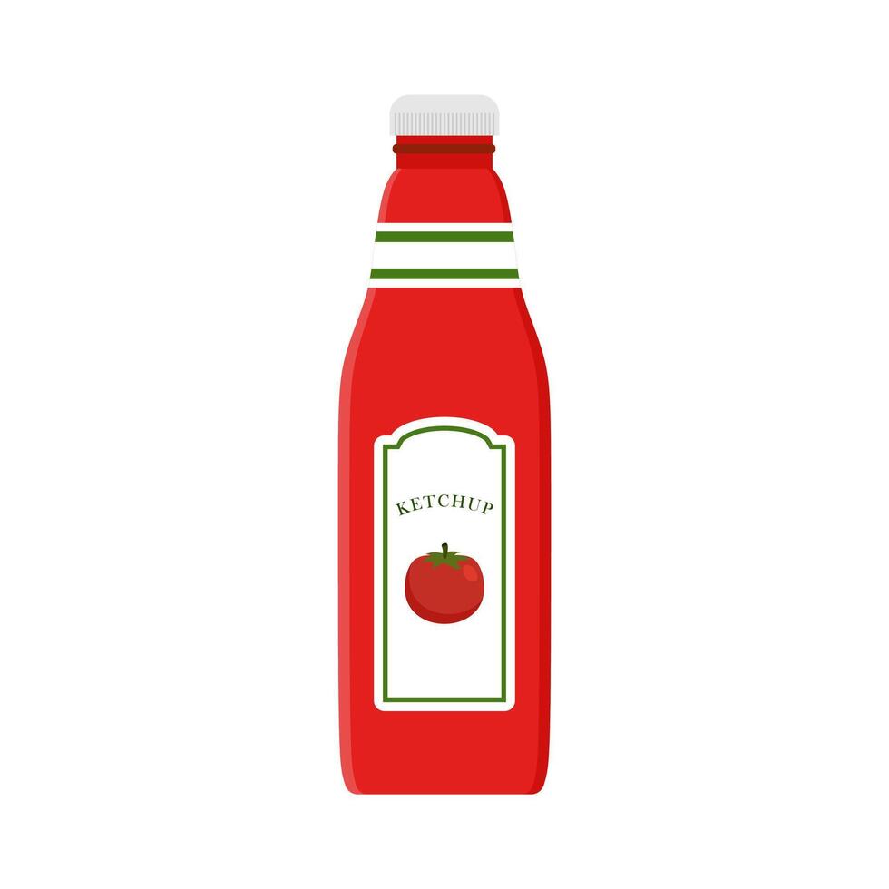 tomato ketchup flat design vector illustration. Bottle tomato red sauce healthy organic vegetarian natural vegetable symbol vector icon. Kitchen ketchup food