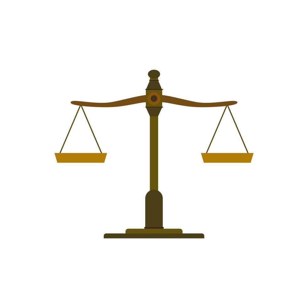 Justice Scales vector illustration. Law Firm, Law Offices, Luxury logo design inspiration. Law balance symbol. Libra in flat design. Justice, measurement, choice and balance concept.