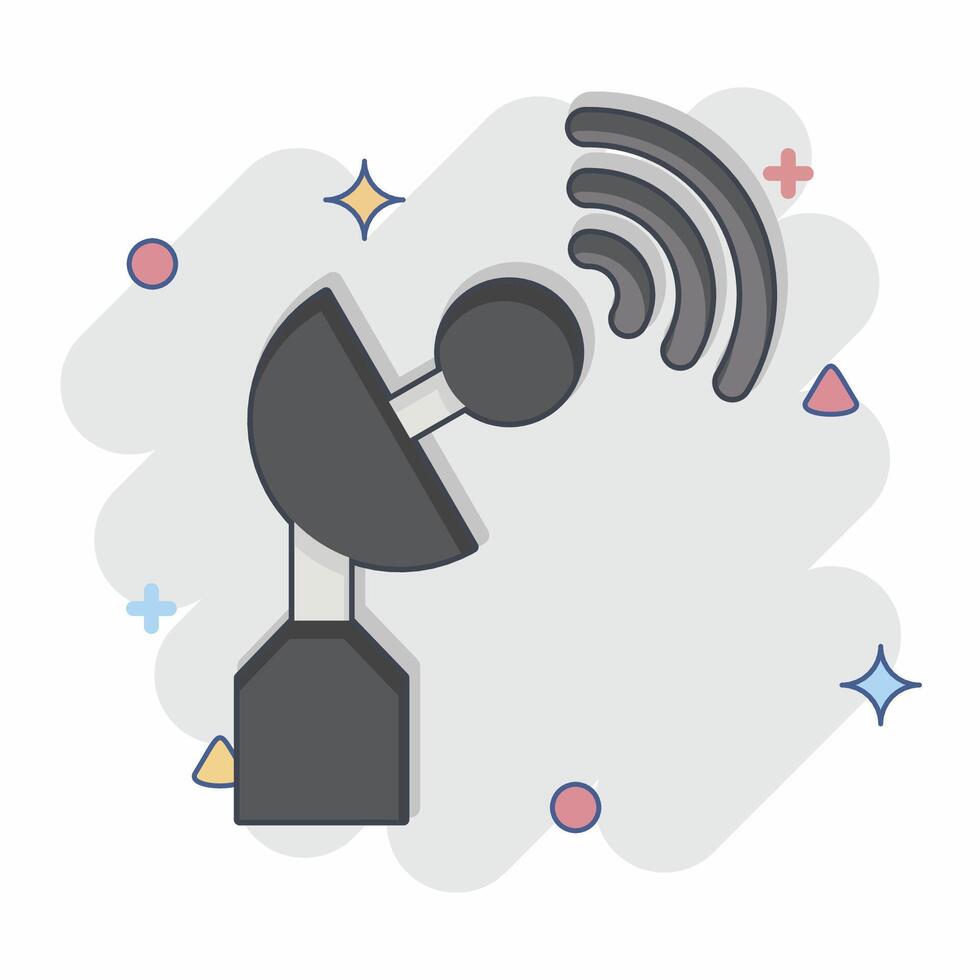 Icon Satellite Dish. related to Military And Army symbol. comic style. simple design illustration vector