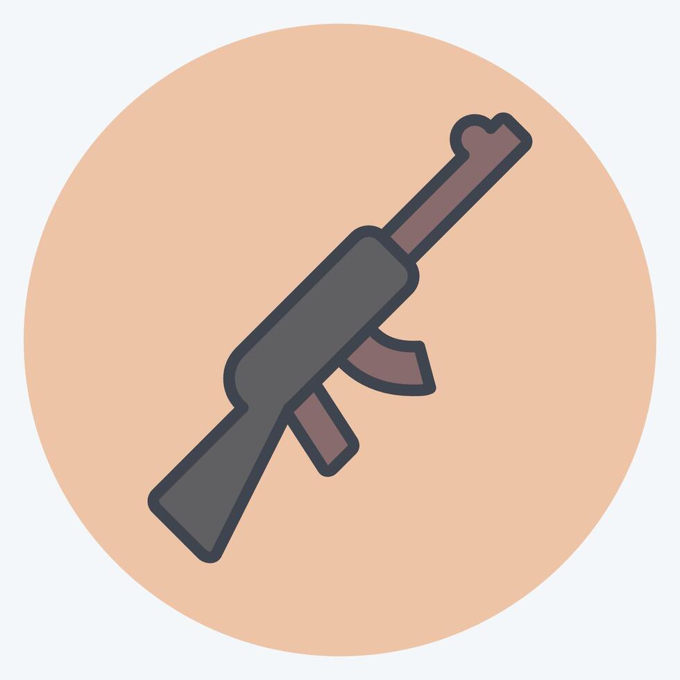 Icon Rifle Gun. related to Military And Army symbol. color mate style. simple design illustration vector