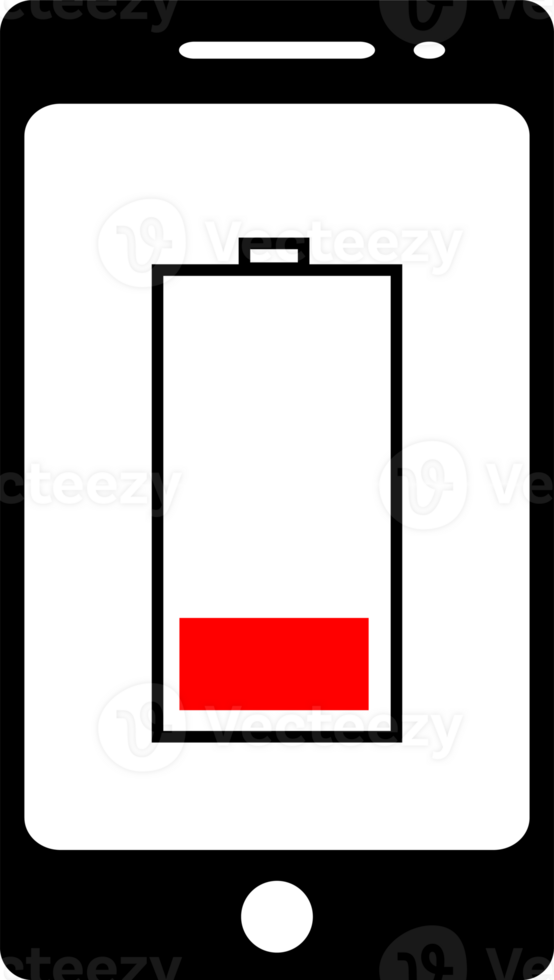 Smartphone mit Energie Niveau Symbol, niedrig Batterie. Illustration. Design zum Grafik, Logo, Netz Grundstück, Sozial Medien, Handy, Mobiltelefon App png