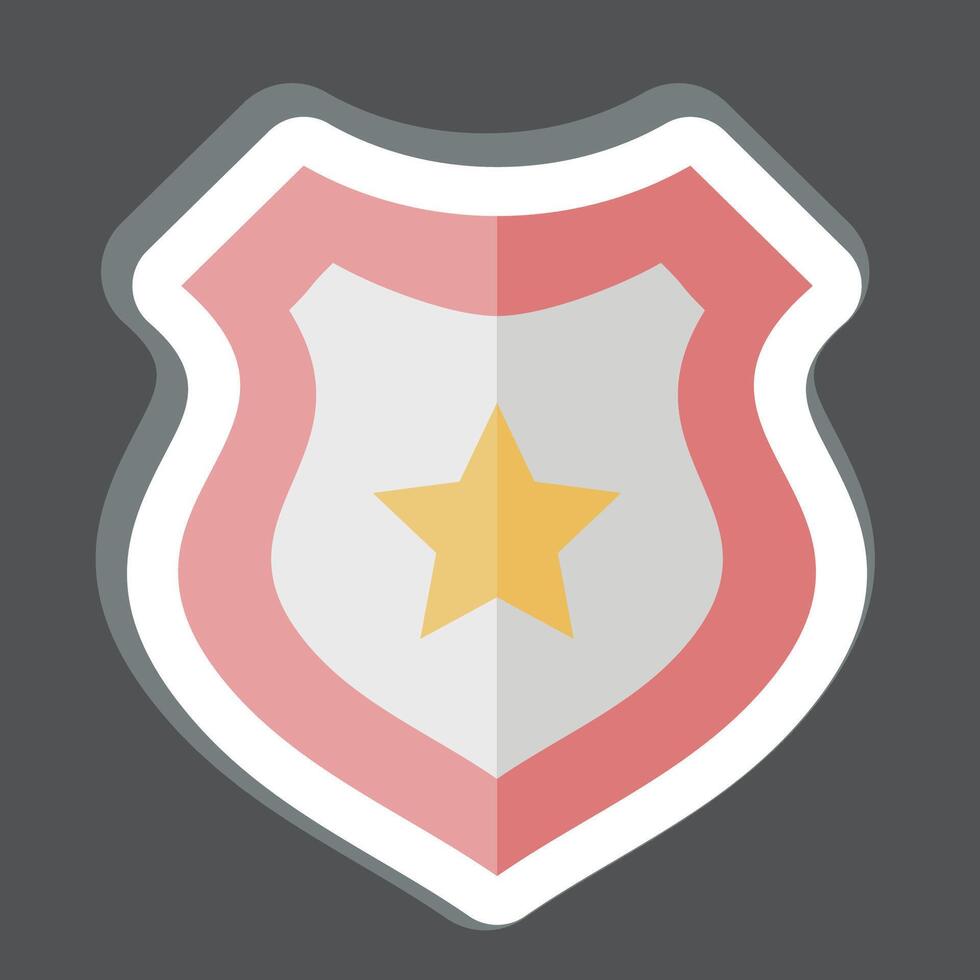 Sticker Protection Shield. related to Military And Army symbol. simple design illustration vector
