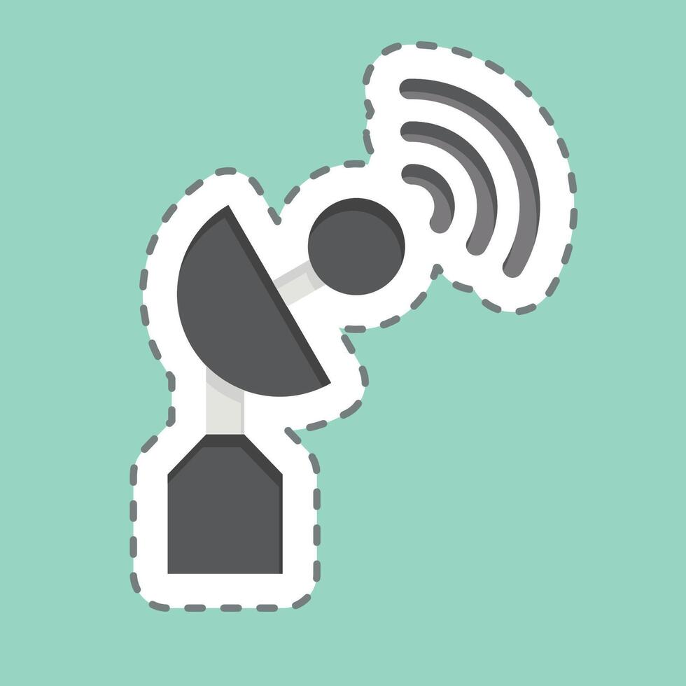 Sticker line cut Satellite Dish. related to Military And Army symbol. simple design illustration vector