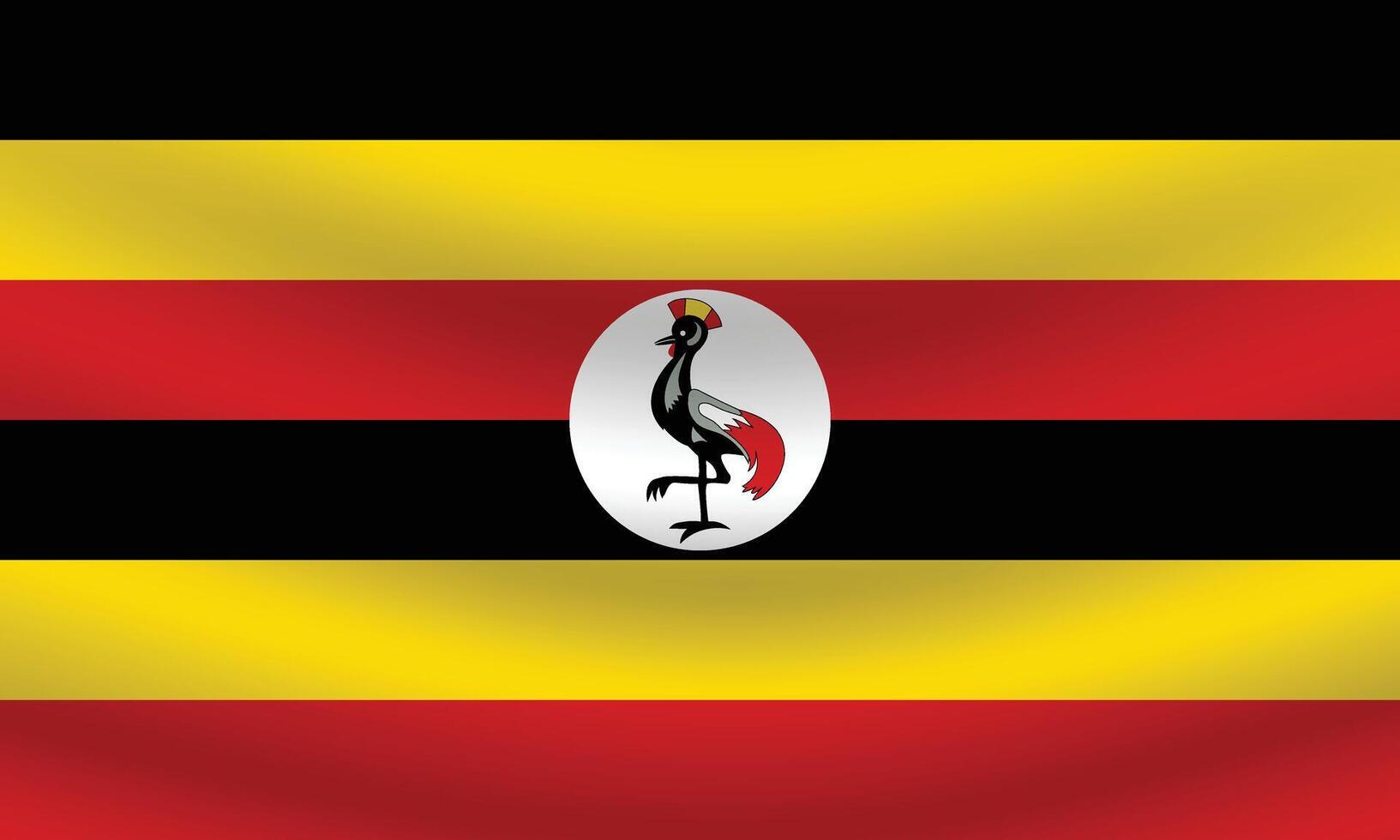 Flat Illustration of Uganda flag. Uganda national flag design. Uganda Wave flag. vector