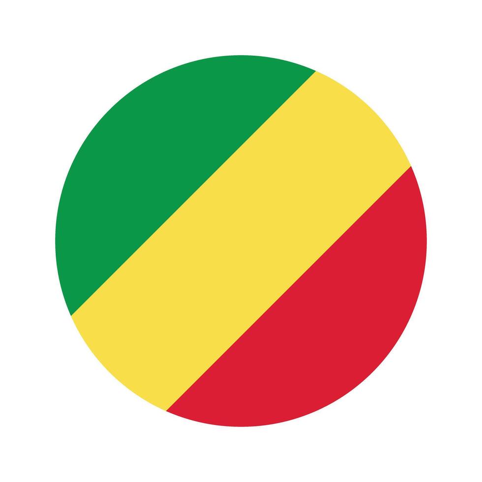 Republic of the Congo national flag vector icon design. Republic of the Congo circle flag. Round of the Republic of the Congo flag.