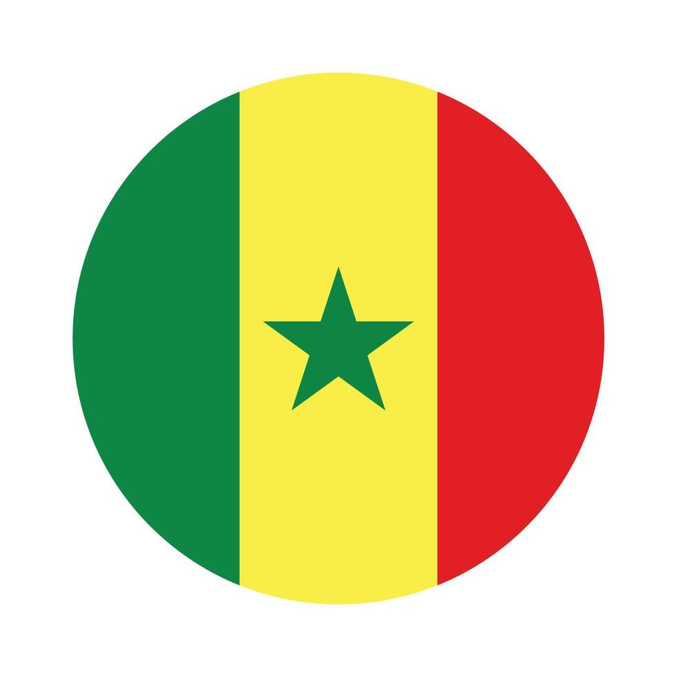 Senegal national flag vector icon design. Senegal circle flag. Round of Senegal flag.