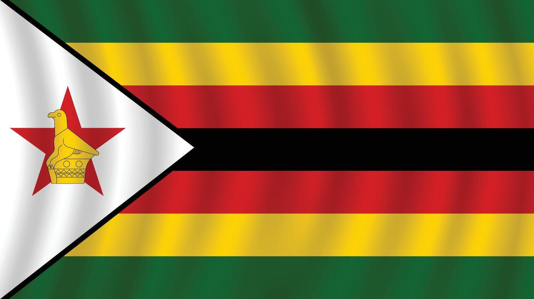 Flat Illustration of Zimbabwe national flag. Zimbabwe flag design. Zimbabwe Wave flag. vector