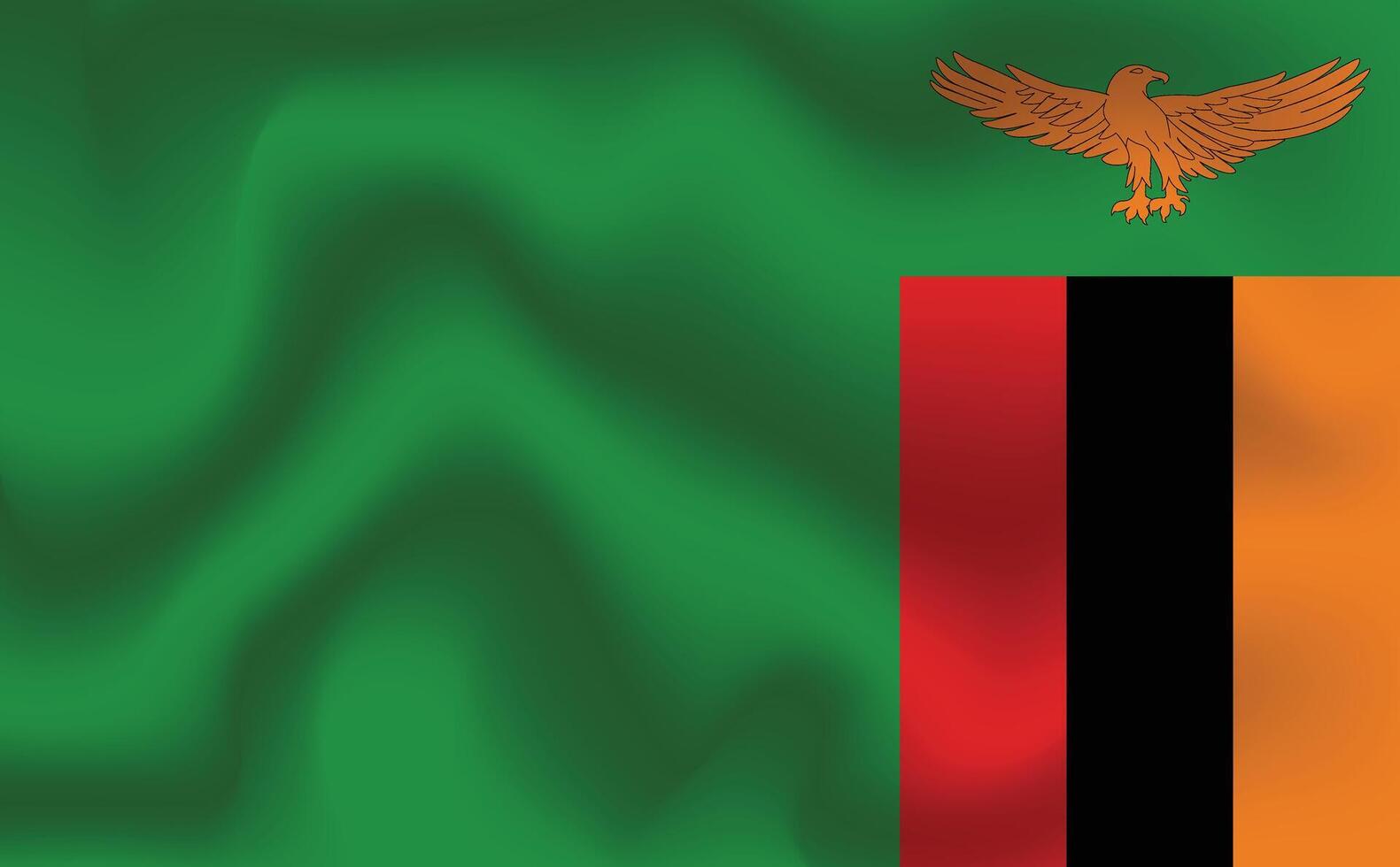 Flat Illustration of Zambia national flag. Zambia flag design. Zambia Wave flag. vector