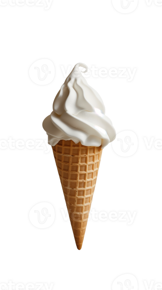 AI generated white ice cream cone with transparent background png