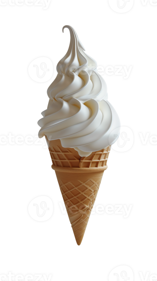 AI generated white ice cream cone with transparent background png
