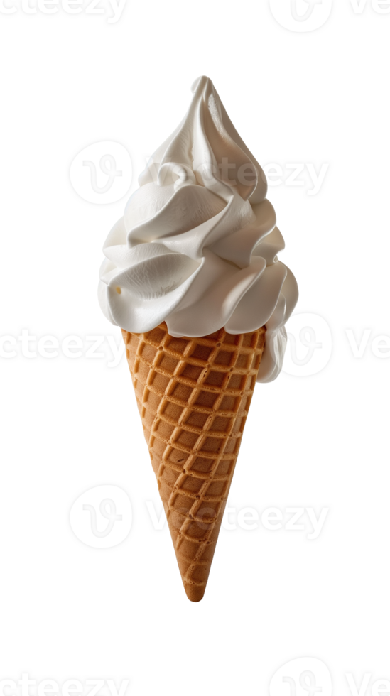 AI generated white ice cream cone with transparent background png