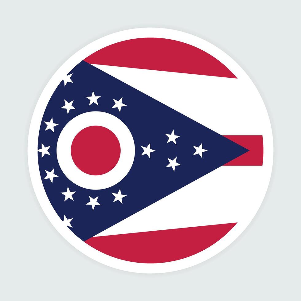 Ohio State flag vector icon design. Ohio State Circle flag. Round of Ohio flag.