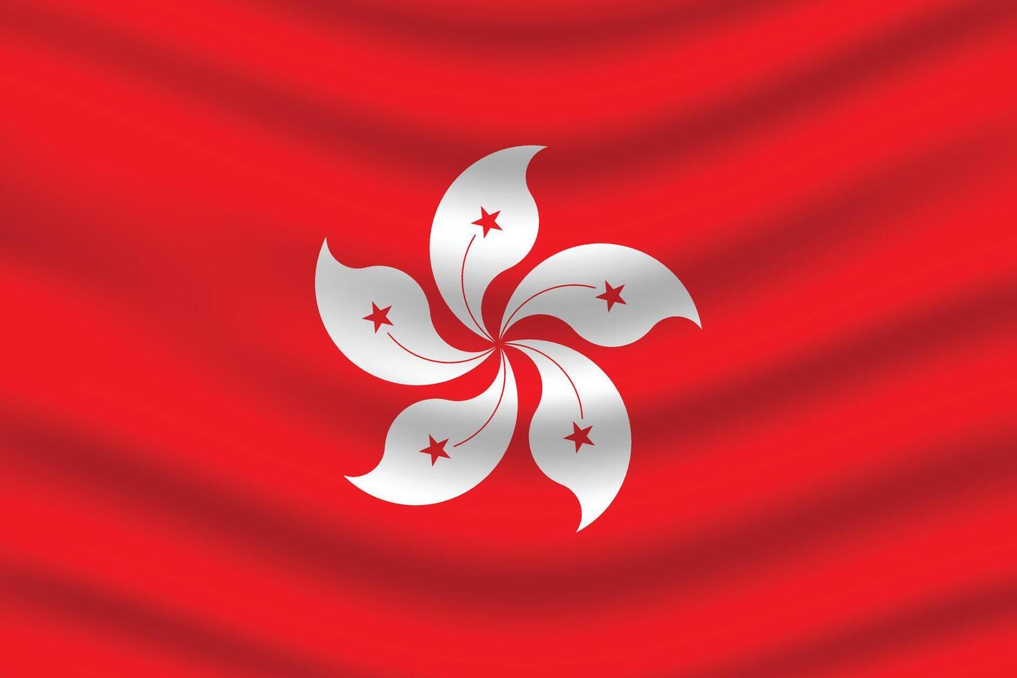Flat Illustration of the Hong Kong national flag. Hong Kong flag design. Hong Kong wave flag. vector