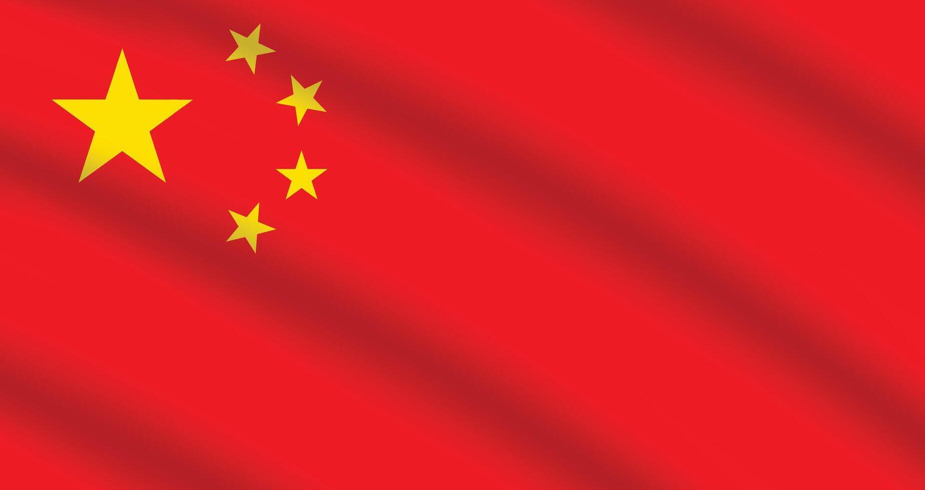 Flat Illustration of Chinese flag. China national flag design. China wave flag. vector