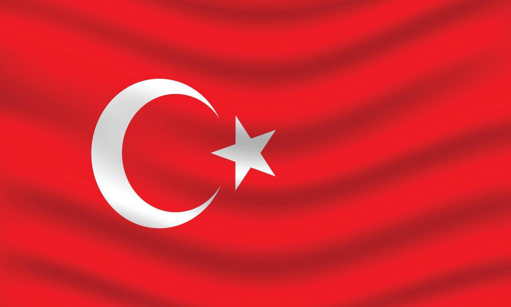 Flat Illustration of Turkey flag. Turkey national flag design. Turkey wave flag. vector