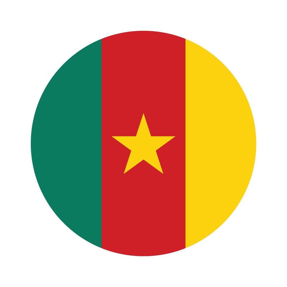 Cameroon national flag vector icon design. Cameroon circle flag. Round of Cameroon flag.