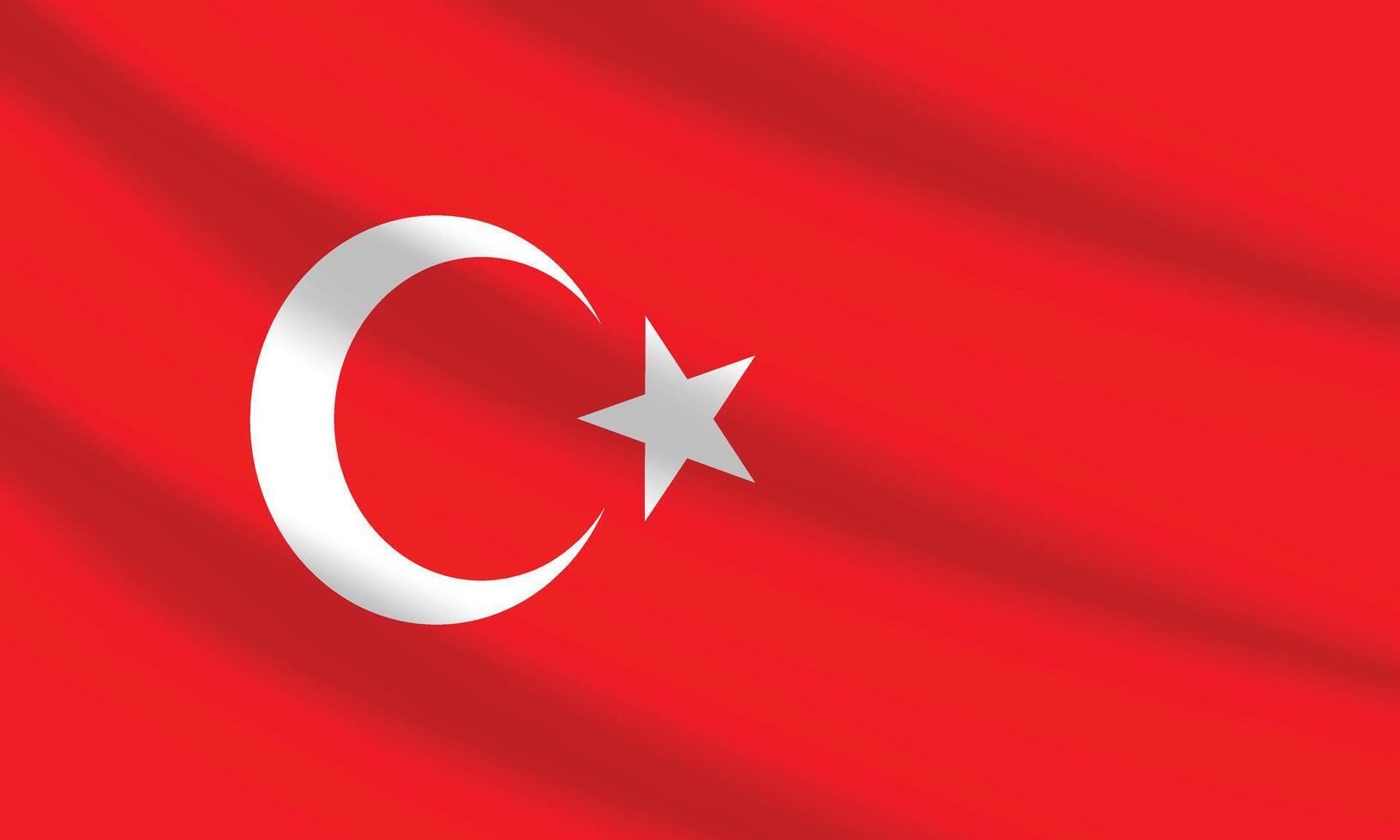 Flat Illustration of Turkey flag. Turkey national flag design. Turkey wave flag. vector