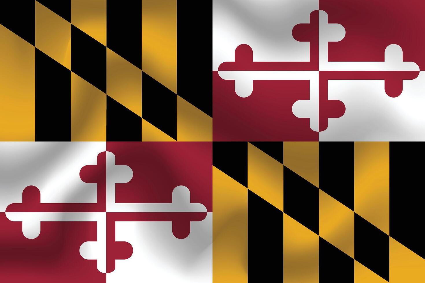 Flat Illustration of Maryland State flag. Maryland flag design. Maryland State wave flag. vector