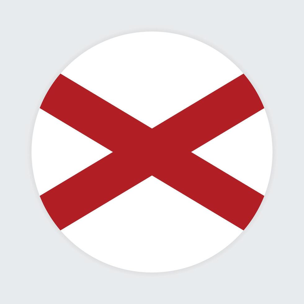 Alabama State flag vector icon design. Alabama State Circle flag. Round of Alabama flag.